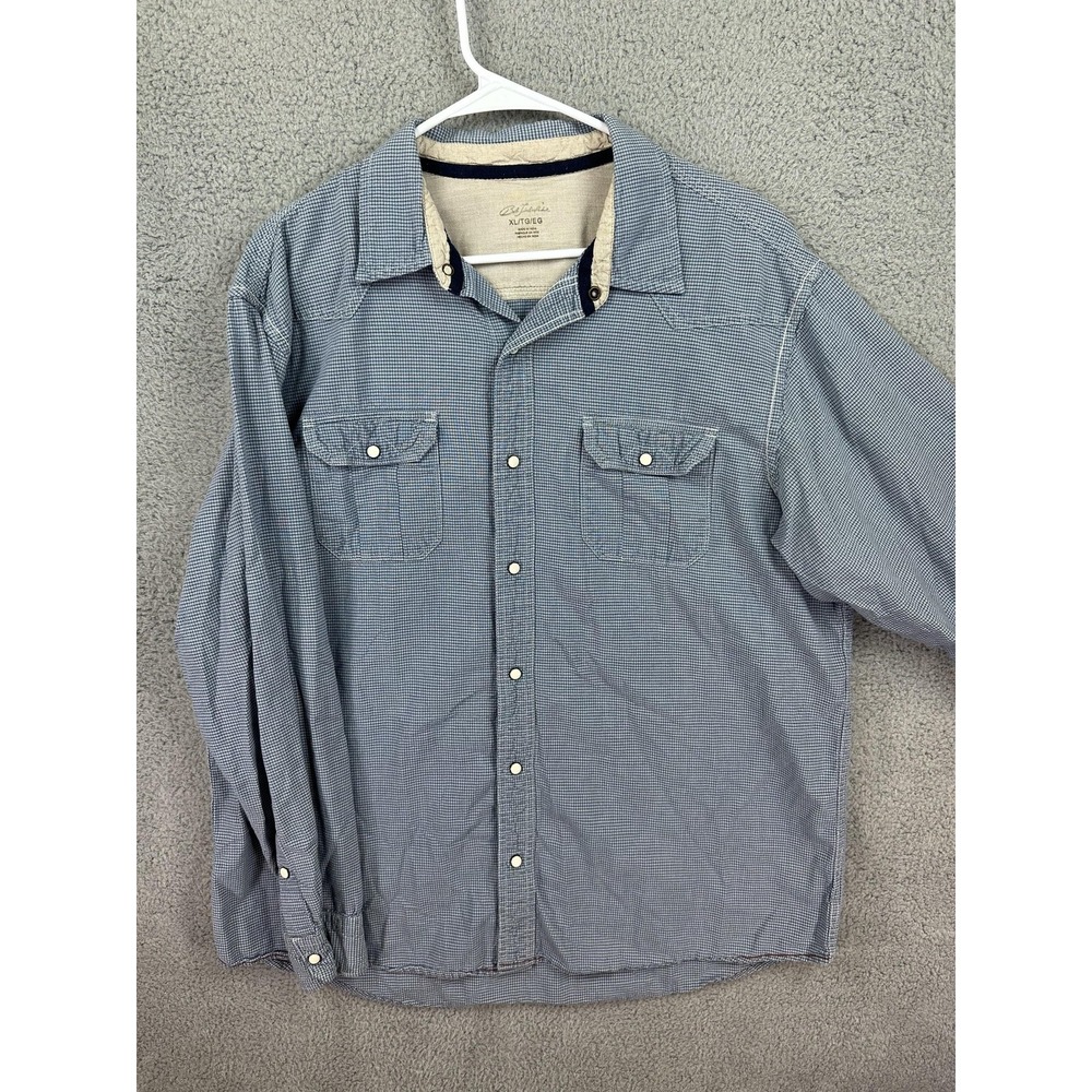 Bob Timberla Shirt Mens Extra Large Blue Pearl Snap Button Flannel Western